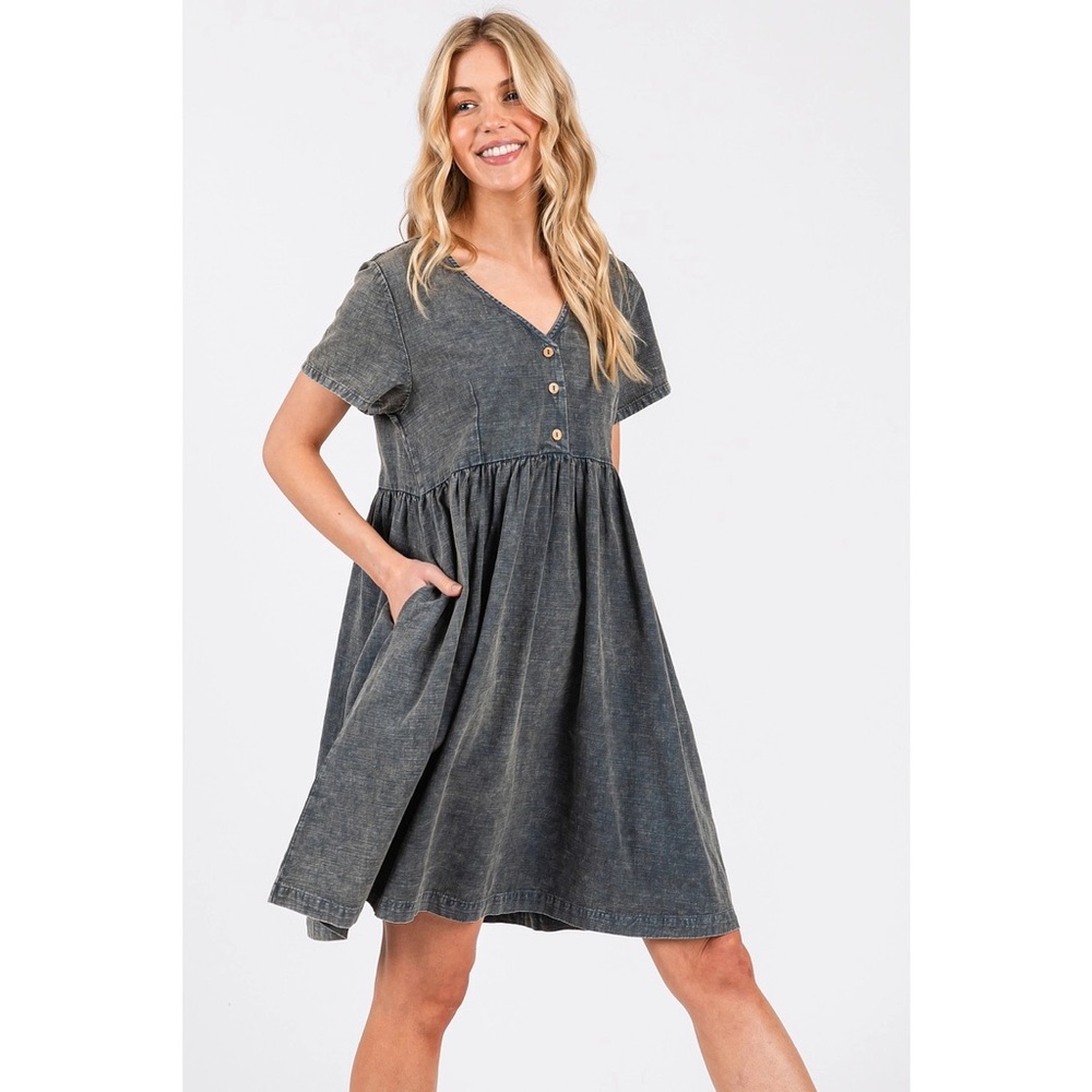 Mittoshop Gray Flutter Sleeve A-Line Mini Dress